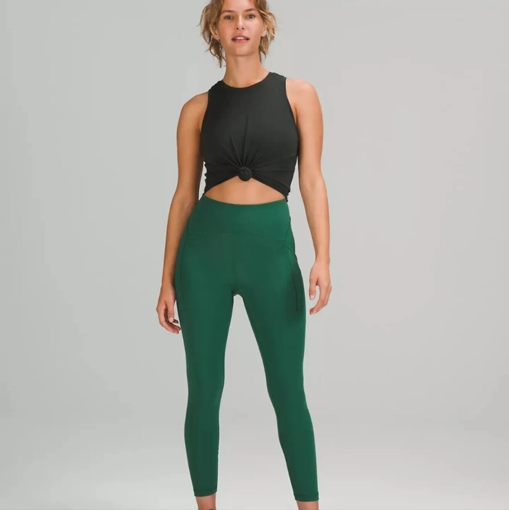 NWT Lululemon Power Thru High-Rise Tight 25”, Size 6 Everglade Green